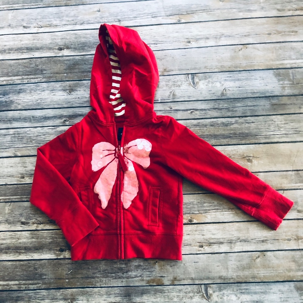 Girls gap red, zip up hoodie! Size 4-5